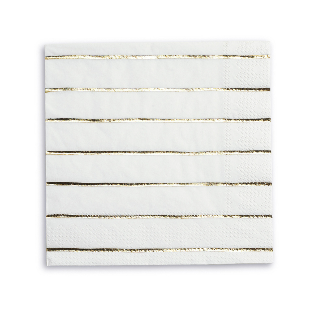 GOLD FRENCHIE STRIPE COCKTAIL NAPKINS