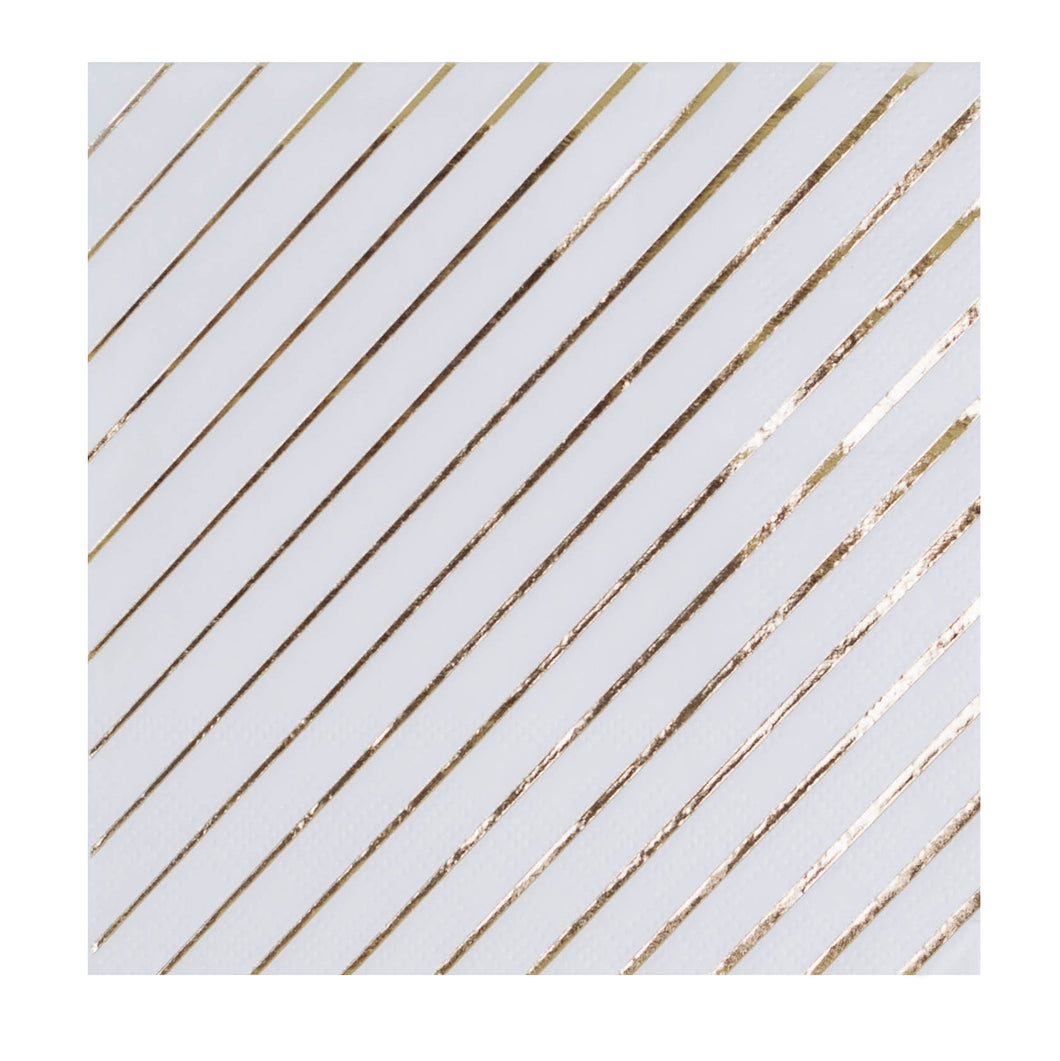 GOLD AND WHITE STRIPE COCKTAIL NAPKINS