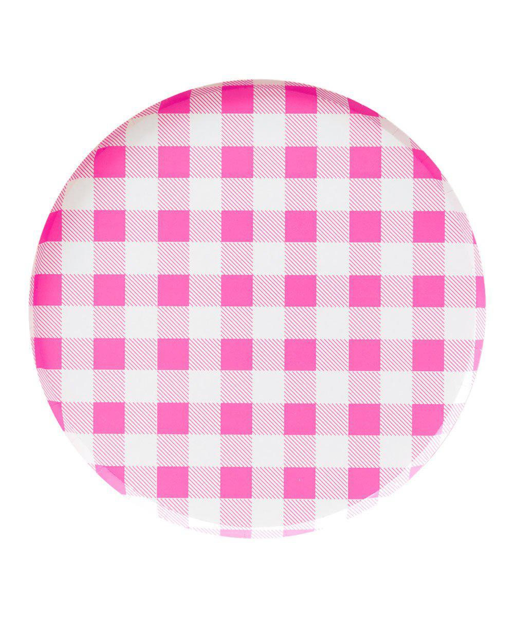 NEON ROSE GINGHAM LARGE PLATES